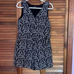 LOFT Black & White Faux Wrap Romper